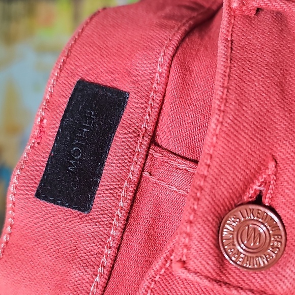 MOTHER Vibrant Hot Rod Red Insider Crop Step Fray Size 29 - Picture 3 of 8